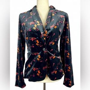 Cynthia Rowley Black Floral Velvet Blazer